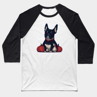 Evil French Bulldog Halloween Pumpkin Baseball T-Shirt